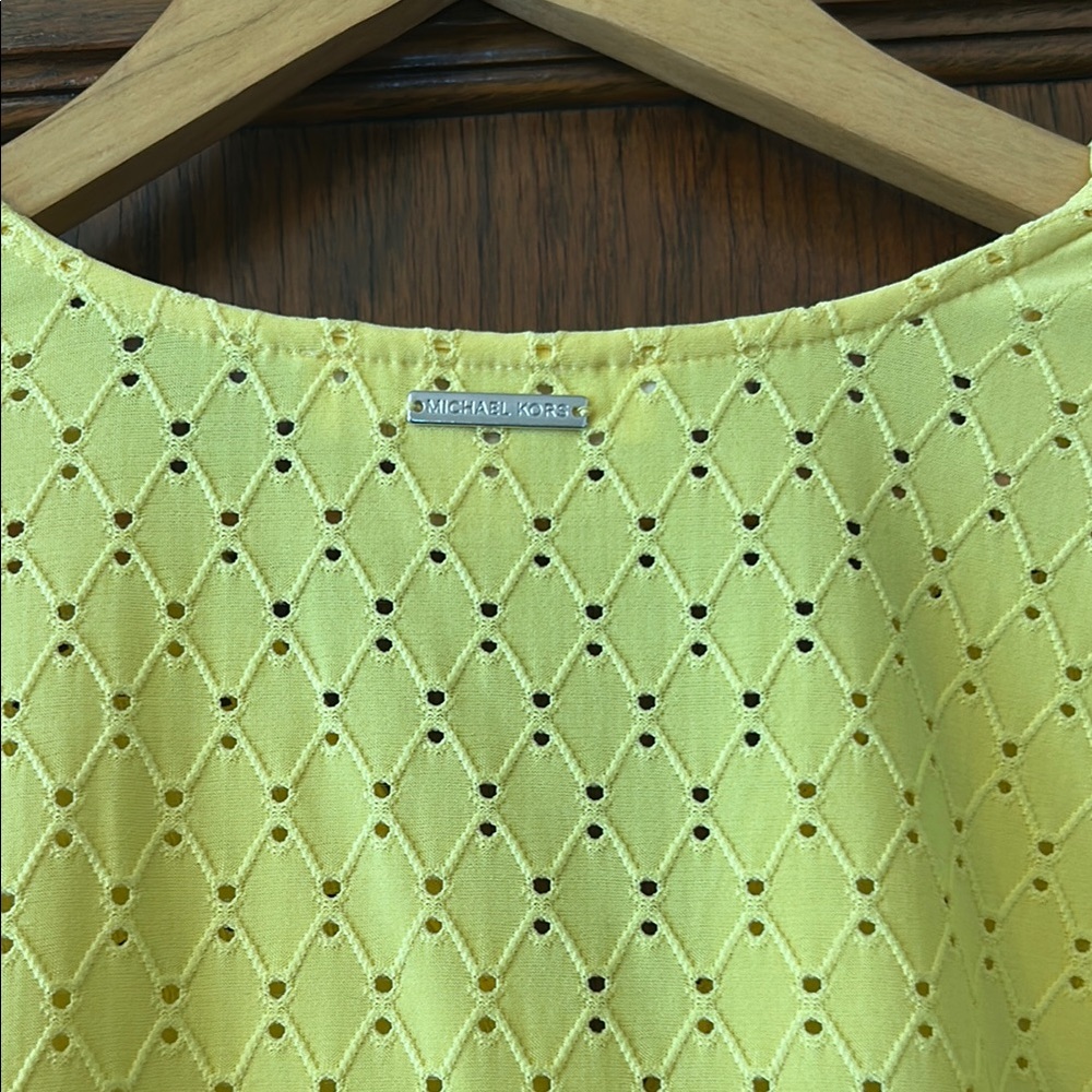Michael Kors Bright Yellow Eyelet Wrap Blouse - Picture 7 of 7